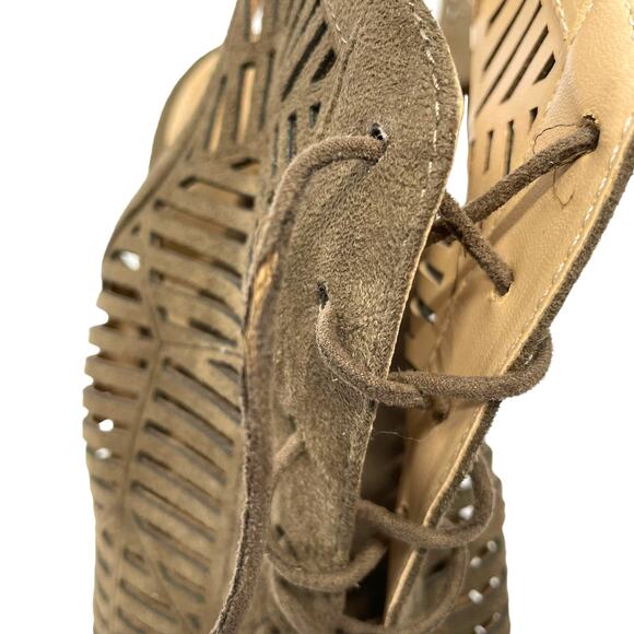 Sam Edelman Block Heel Open Toe Bootie with Laser Cutouts Brown Size 9.5 - Picture 5 of 8